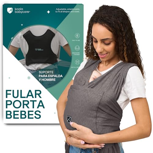 Koala Babycare - Bufanda de transporte ajustable, unisex, ajustable y de hasta 9 kg, diseño registrado KBC®, color gris