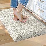 Collive Kitchen Floor Mat Cushioned Anti Fatigue, Vintage Boho Floral Rug Non Skid Waterproof Kitchen Sink Rugs, Memory Foam Comfort Standing Desk Mats for Floor, Office, 17.3''x28''