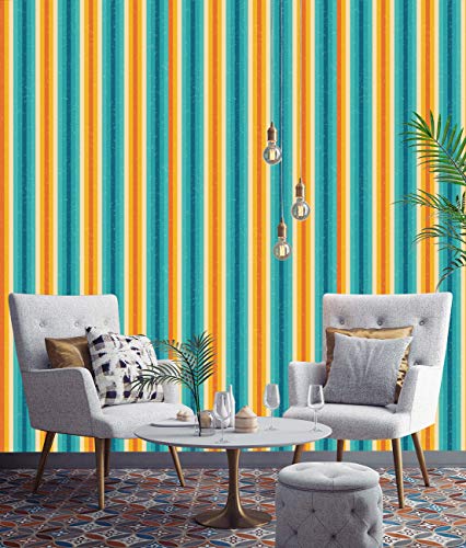 Image of DWELLSINDIA Vibrant Stripes Self Adhesive Wallpaper Waterproof, Scratch Resistant, Laminated 41cm x 244cm