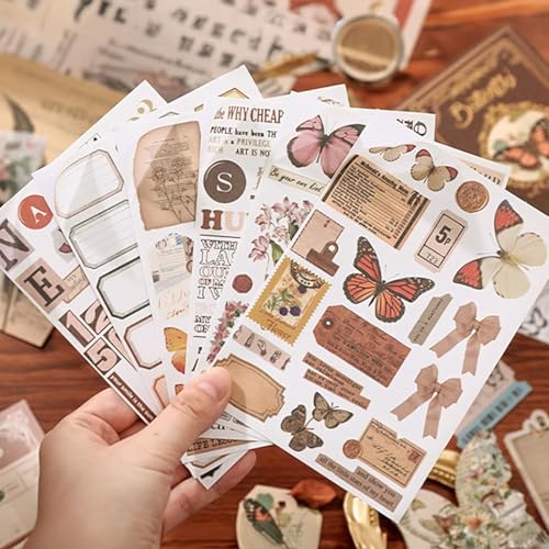 Image of VIBE VISTA Vintage Aesthetic Scrapbook Kit,346 Pcs,A6 Grid Notebook,Washi ,Envelopes,Scrapbook Papers,Folding Labels,Background Papers,Photo Frames,Calendar Stickers,Stickers (NATURE WHISPER)