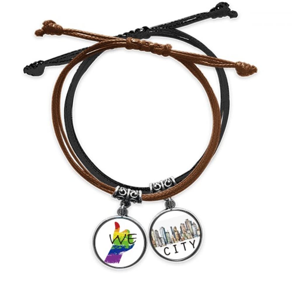 Bracelet LGBT arc-en-ciel en cuir tressé sidi ajustable et durable - 3