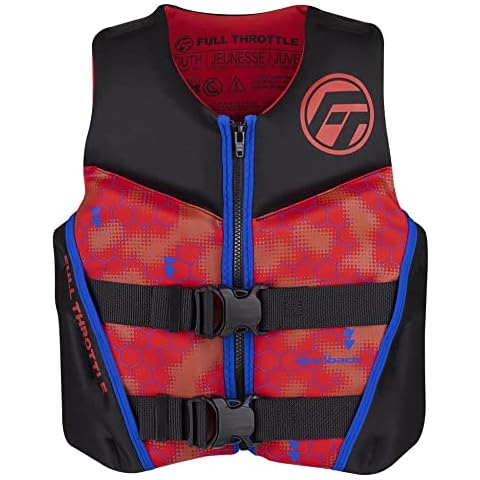 Full Throttle Youth Rapid Dry Neoprene Life Jacket, Red Cover