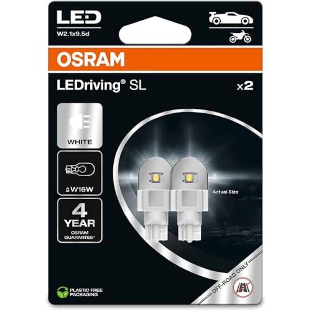 OSRAM LEDriving SL, ≜ W16W, White 6000K, Double Blister (2 lamps), LED Retrofit, offroad use only