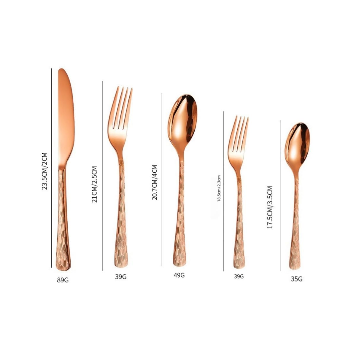 Cubiertos Acero Inoxidable 410 Con Vetas Ma ra Oro Rosa 4 Juegos | Cuchillos tenedores y cucharas reutilizables y reforzados para uso doméstico