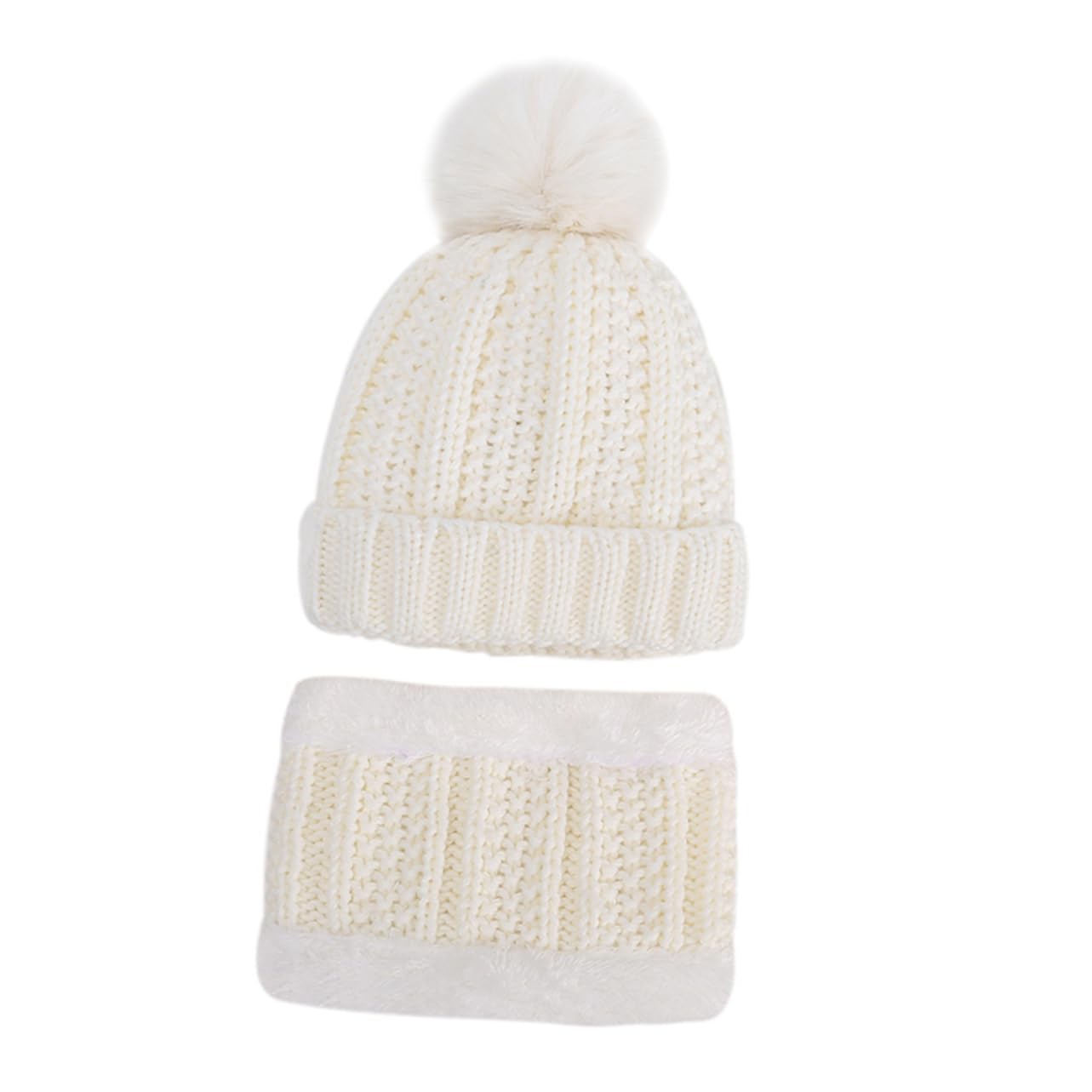 COLLBATH Warm Knitted Hat for Children Fashion Hat Neckerchief Boys and Girls Adorable White
