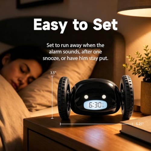 CLOCKY Runaway Digital Loud Rolling Alarm Clock for Heavy Sleeper Adults - image 4