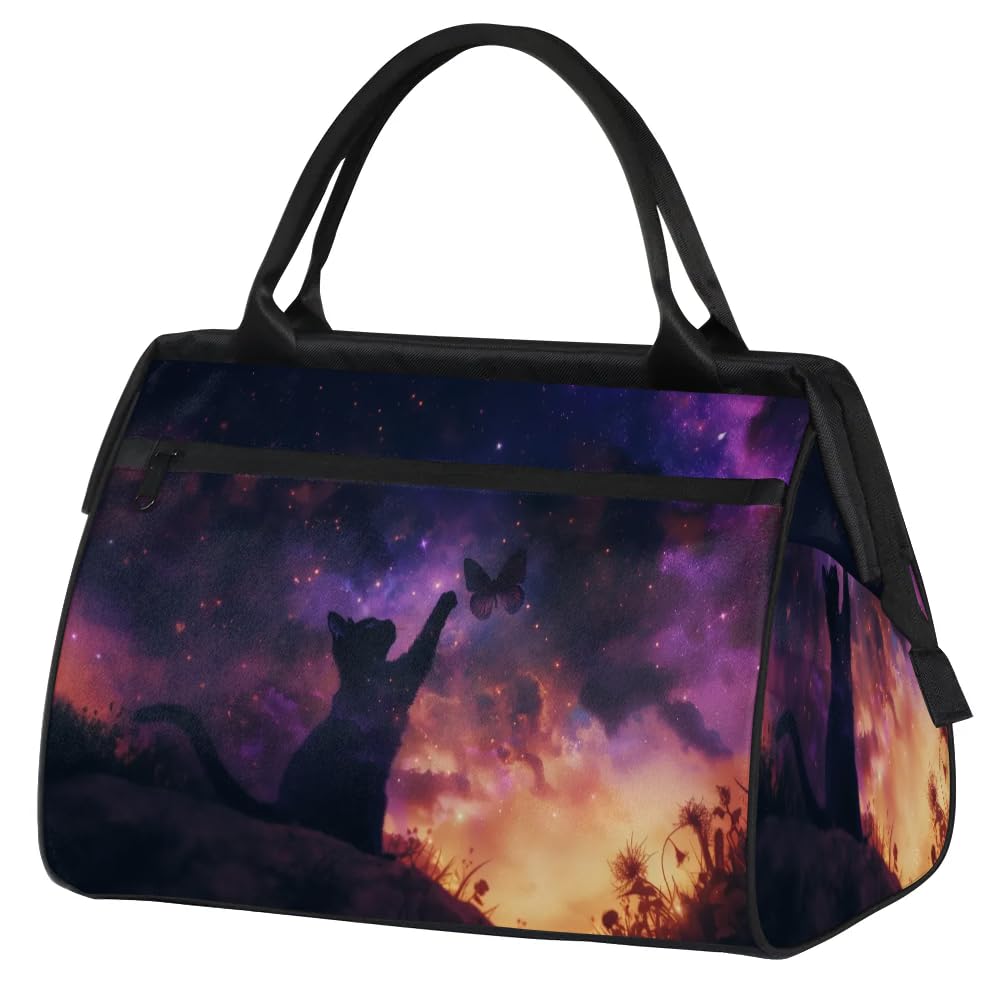 Bolsa de viaje de 24L con diseño de gato cósmico, ideal para tus sesiones de yoga y gimnasio 8