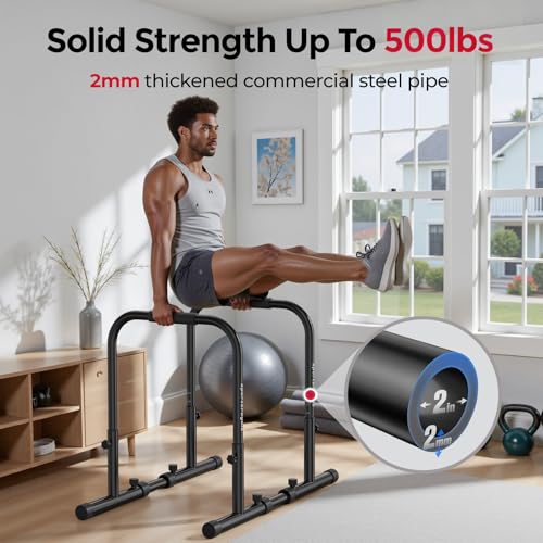 SPORTSROYALS DP1 Dip Station Adjustable Dip Bar, Heavy Duty Parallette & Parallel Bars, 500LBS Stable Dip Stands for Home Gym, Calisthenics & Upper Body Workout Equipment by Sportsroyals - Used condition - Image 3