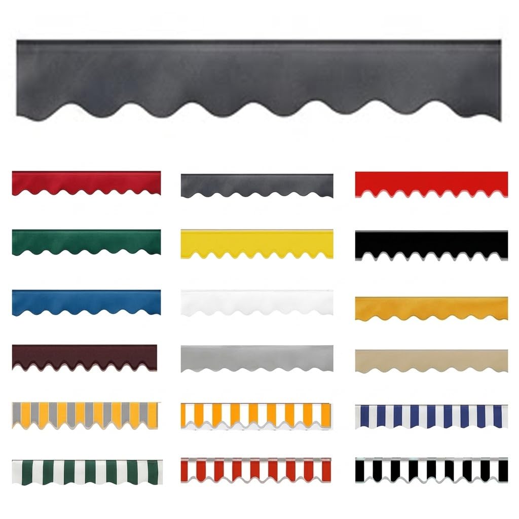 Replacement Awning Valance UV Resistant,Waterproof Fabric Strip Valance Only 26cm Height Durable Scalloped Valance for Awnings Replacement Accessory for Outdoor,Dark gray,W600xH26cm