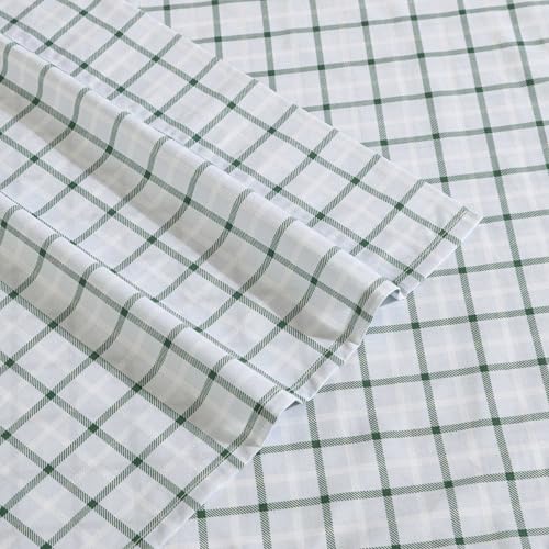 Image of Eddie Bauer - Queen Sheet Set with Fitted Sheet & Pillowcases, 100% Cotton Percale Bedding, Crisp & Cool, Deep Pocket, Classic Tattersall Plaid