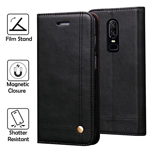 REAL-EAGLE Funda OnePlus 6, OnePlus 6 Carcasa Libro Cover Case de Cuero con Tapa y Cartera, Carcasa PU Leather con TPU Silicona Case Interna Suave para OnePlus 6[Cierre Magnético] (Black)
