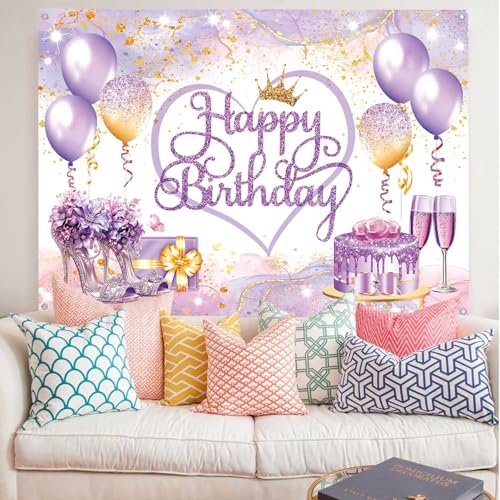 Fondo fotográfico cumpleaños 7x5ft púrpura y dorado miniatura 5