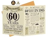 Funny 60th Birthday Gifts for Women Men, Jumbo 60th Birthday Card for Men, Happy 60th Birthday Card for Mom Dad Grandma, Gifts for 60 Year Old Woman, Vintage Back in 1965, 60th Birthday Decorations