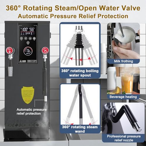 Espumador de leche comercial de 2500W con tanque de acero inoxidable para espuma perfecta 4