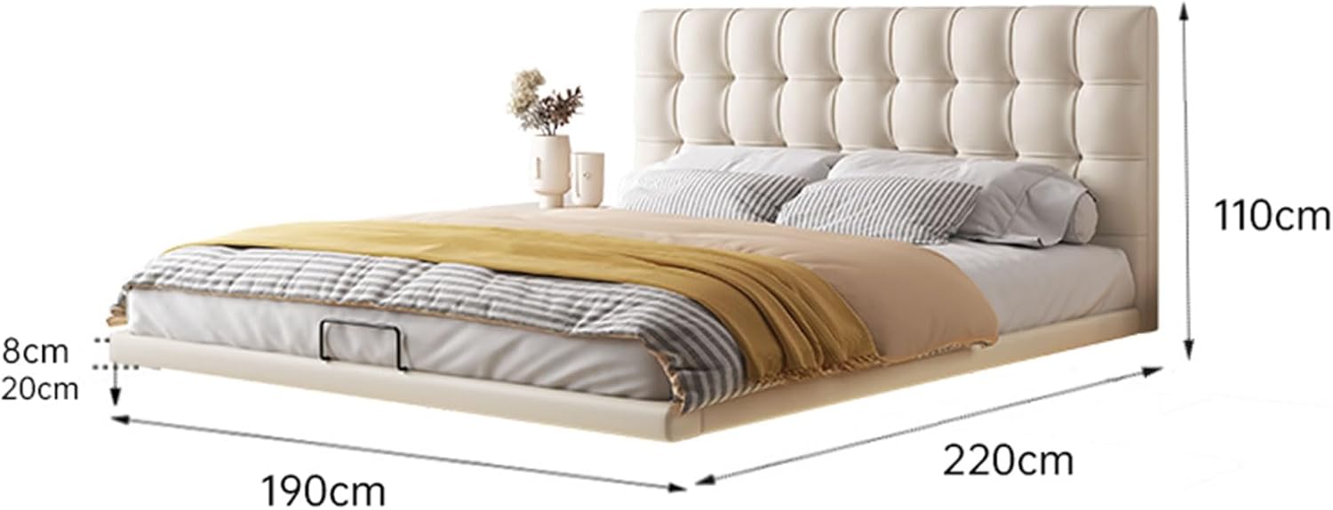 Modern Simplicity Queen Size Platform Bed Ergonomic Upholstered Headboard with Heavy Duty Wooden Slat Support Noise-Free
