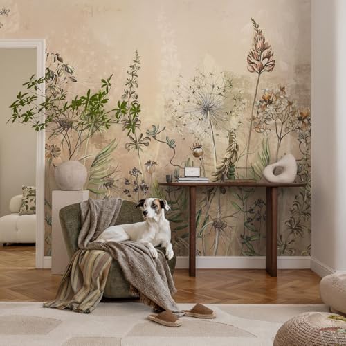 Décor mural intissé fleurs rustiques pour chambre à coucher