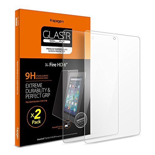 Spigen Screen Protector for Fire HD 6 inch Tablet / 2 Pack/Tempered Glass