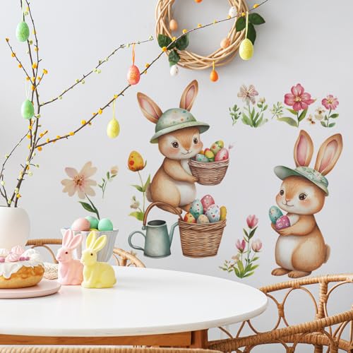Vinilo decorativo con conejitos y huevos de Pascua acuarela miniatura 5