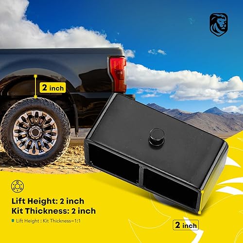 Yhtauto YHTSPLK0015 2 Inch Rear Leveling Lift Blocks W/Extended Square U-Bolts Kit Fits 1999-2019 Chevy & Gmc Models, Silverado Sierra 1500 thumb #1