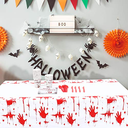 NUOBESTY Conjunto de artigos de festa de Halloween para festa com estampa de mão sangrenta, copos de
