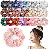OCATO Scrunchies Birthday Gifts for Women: Silk Satin Scrunchies 24Pcs Hair Scrunchie for Women Girls Hair Bands Hair Ties Hair Accessories Scrunchy Party Favors Mothers Day Gifts for Mom Her