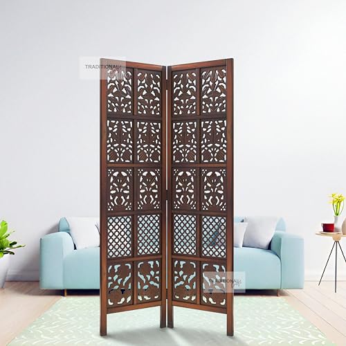 Image of Wooden Room Partition with Stands /Wall Divider for Living Room /Room Divider Wall Separator for Office (2 Panel-Mix)