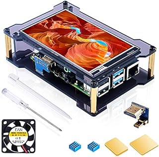 Miuzei Raspberry Pi 4 Touchscreen with Case Fan, 4 inch IPS Touch Screen LCD Display, 800x480 HDMI Monitor for RPI 4b 8gb/4gb/2gb with Touch Pen (Support Raspbian/Kali/Octopi/Ubuntu)- No Raspberry Pi