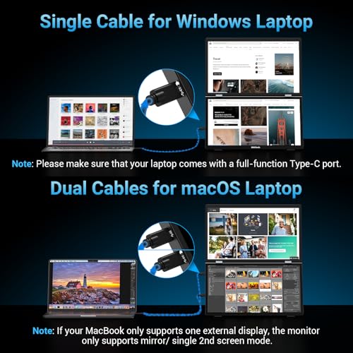 HotYeah Triple Laptop Screen Extender, 15.6'' Dual Stacked Monitor (Windows/MAC), USB-C HDMI 1080P IPS Extended Monitor, Plug & Play, Folding Monitor Extender w/Kickstand & 180°Rotation - Image 5