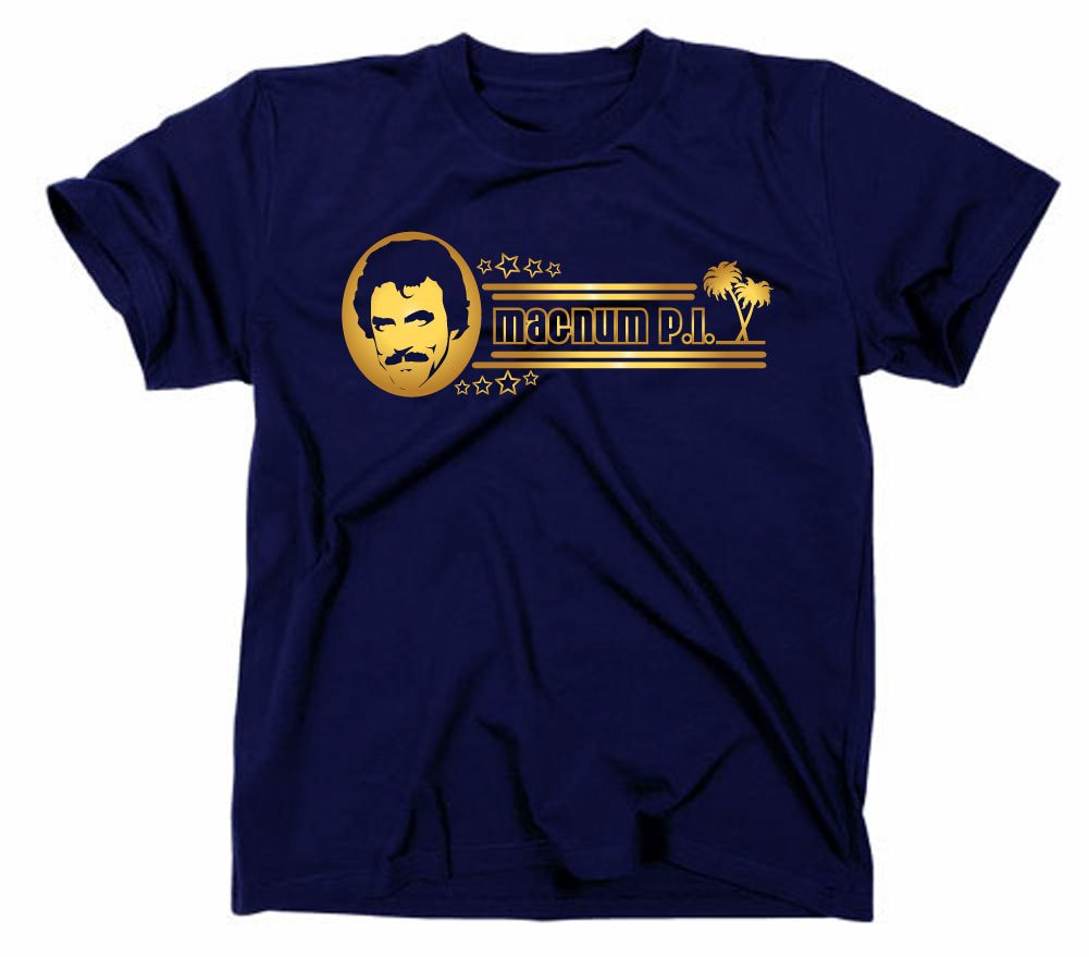 Styletex23 Men's Blue Magnum Pi T-Shirt, Navy, Xl