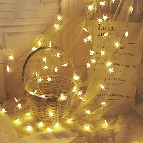 Genérico Luces De Estrella Con Cable Para Enchufar - 20 Luces Led Estelares para Exterior - Impermeable Iluminación de Cuerda para Dormitorio Techo Salón Patio Interior