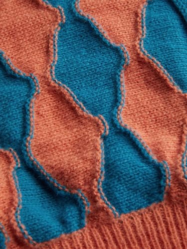 CIDER Round Neckline Position Stripe Knitted Crop Sweater: Multicolor, XL3