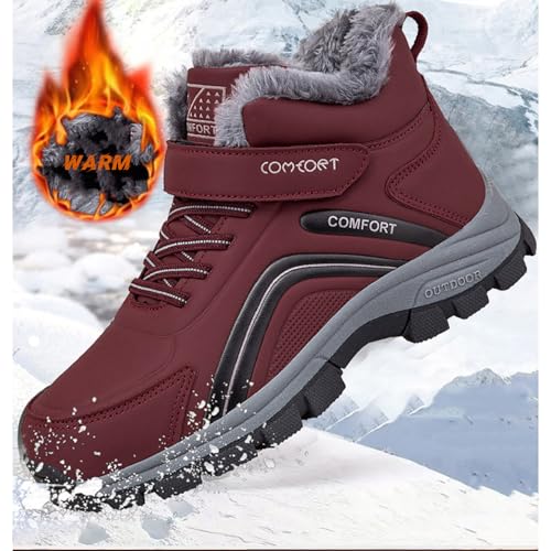 Unisex Winter Hook Loop Warm Snow Boots Comfortable Round Toe Fur Lined Platform Walking Ankle Booties Outdoor Anti-Sliptrekking Cotton Shoes3