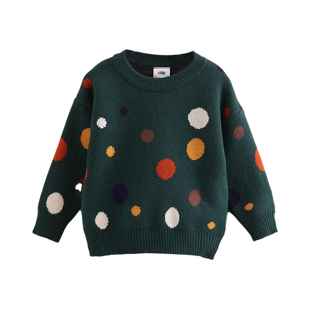 UKKO Suéter para niños Ropa para Niños De Otoño Primavera para Niños O-Cuello De Color Polka Dot Punto De Punto Suéter De Invierno