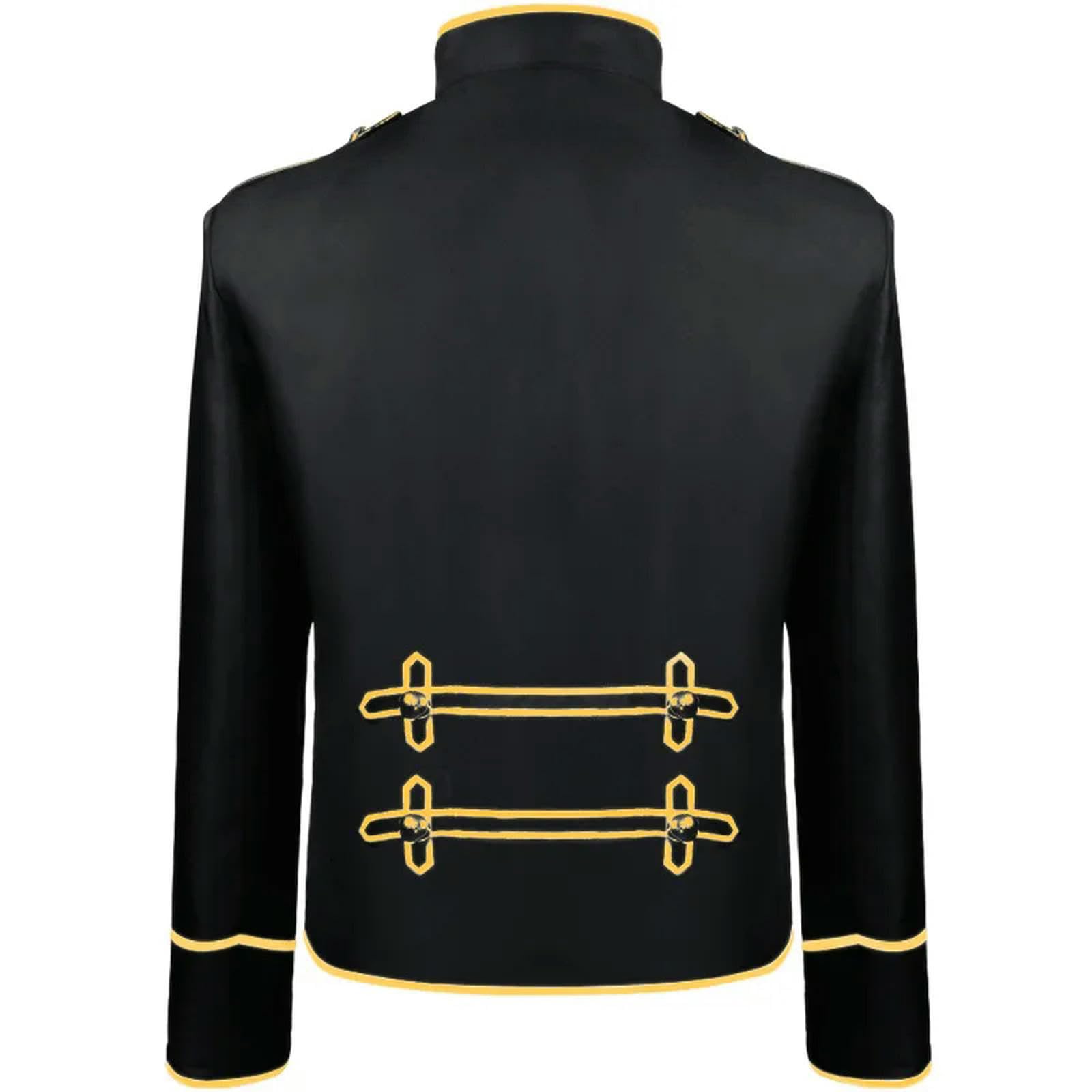 Uomo Steampunk Ussaro Marching Band Militare Batterista Parata Medievale Rinascimentale Giacca Vintage Cappotto Costume Smoking-Nero Bianco-S