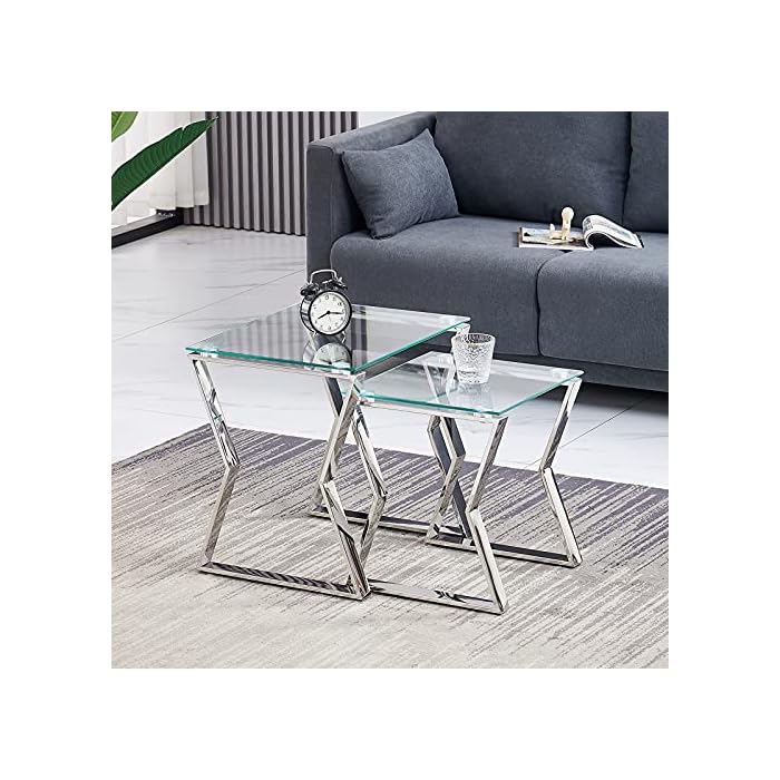 Buy AINPECCA Nest of 2 Coffee Table Modern Sofa Side End Table Tempered