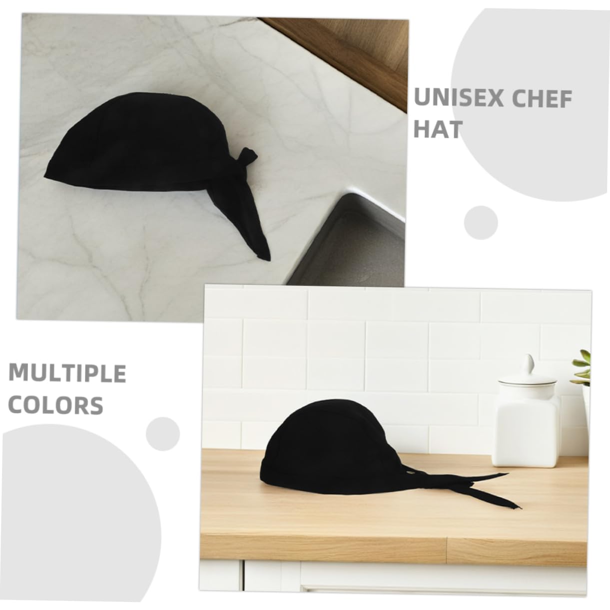 Gorro de Chef de Trabajo Ajustable de Algodón Negro, 12 Piezas