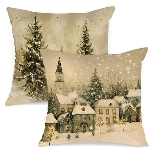 Lanpn 80x80 Quadratischer Weihnachten Kissenbezüge 2 Stück, Warme...