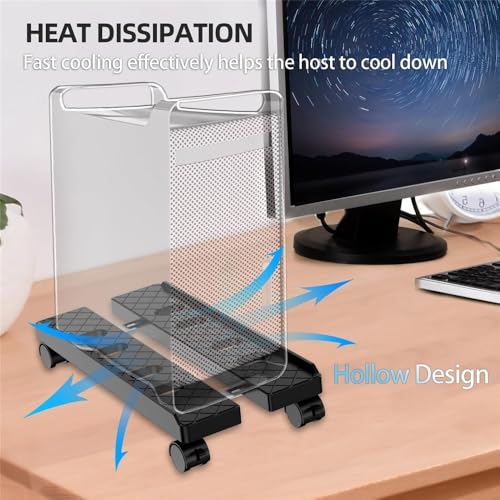 Soporte móvil para CPU, ajustable en ancho para torre PC bajo escritorio, ventilado miniatura 7