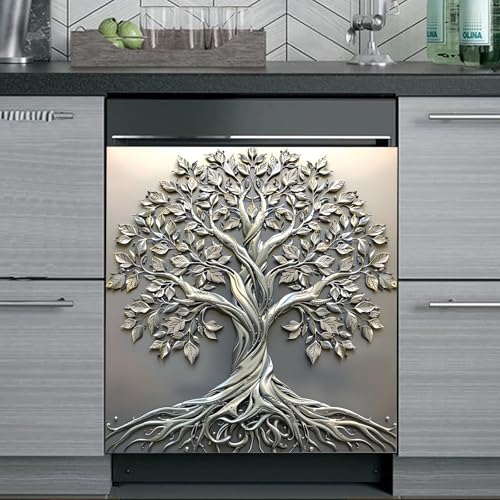 Image of Tree of Life Dishwasher Magnet Cover for Washers Fridge Cover Panel Decal Home Kitchen Decor,Washing Machine Cabinet Reusable Dishwasher Covers,26 x 23 inch