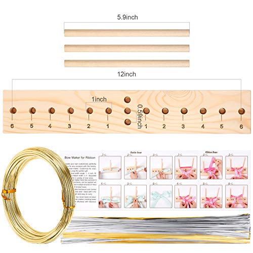 Mudder Bow Maker For Ribbon For Wreath Wooden Bow Making Tool With Bow Wire And Twist Tie For Creating Present Bows Hair Bows Corsages Christmas Wreaths Various Crafts Holiday Party Decorations Supplies thumb #2