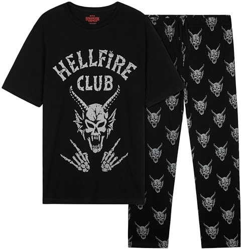Stranger Things Pajama Set for Men, Teens Hellfire Club T Shirt Cotton Pajama Pants Loungewear PJs Sleepwear Gifts for Men