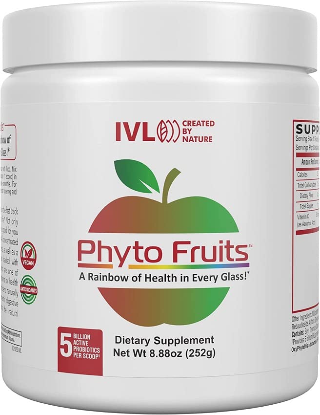 IVL-Phyto-Fruits-Superfood-Powder-Support-Energy-Digestive-Probiotic-Antioxidant-Vegan-40-Fruits-and-Nutrients-Plus-6-Probiotic-Strains-30-Servings-888-oz