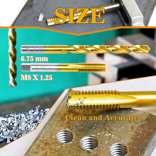 Image of M8x1.25 Tap and 6.75mm Drill Bit Kit, M2 HSS Metric Drill and Tap Set, Combination of Drill and Tap Kit for Metal