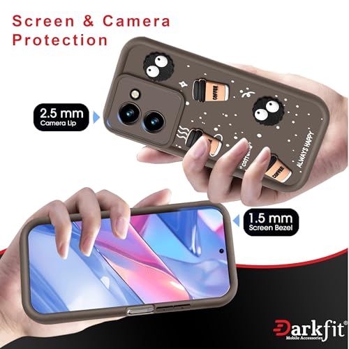 Image of Back Case Cover Compatible with Vivo T3x 5G | Cute Fun Cartoon Ball 3D Coffee Silicone Case | Body Protection | Camera Protection | Shock Proof | Color Brown | Pack of 1