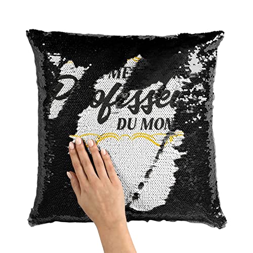 Coussin sequin noir décoration salon idée cadeau prof de lycée - 3
