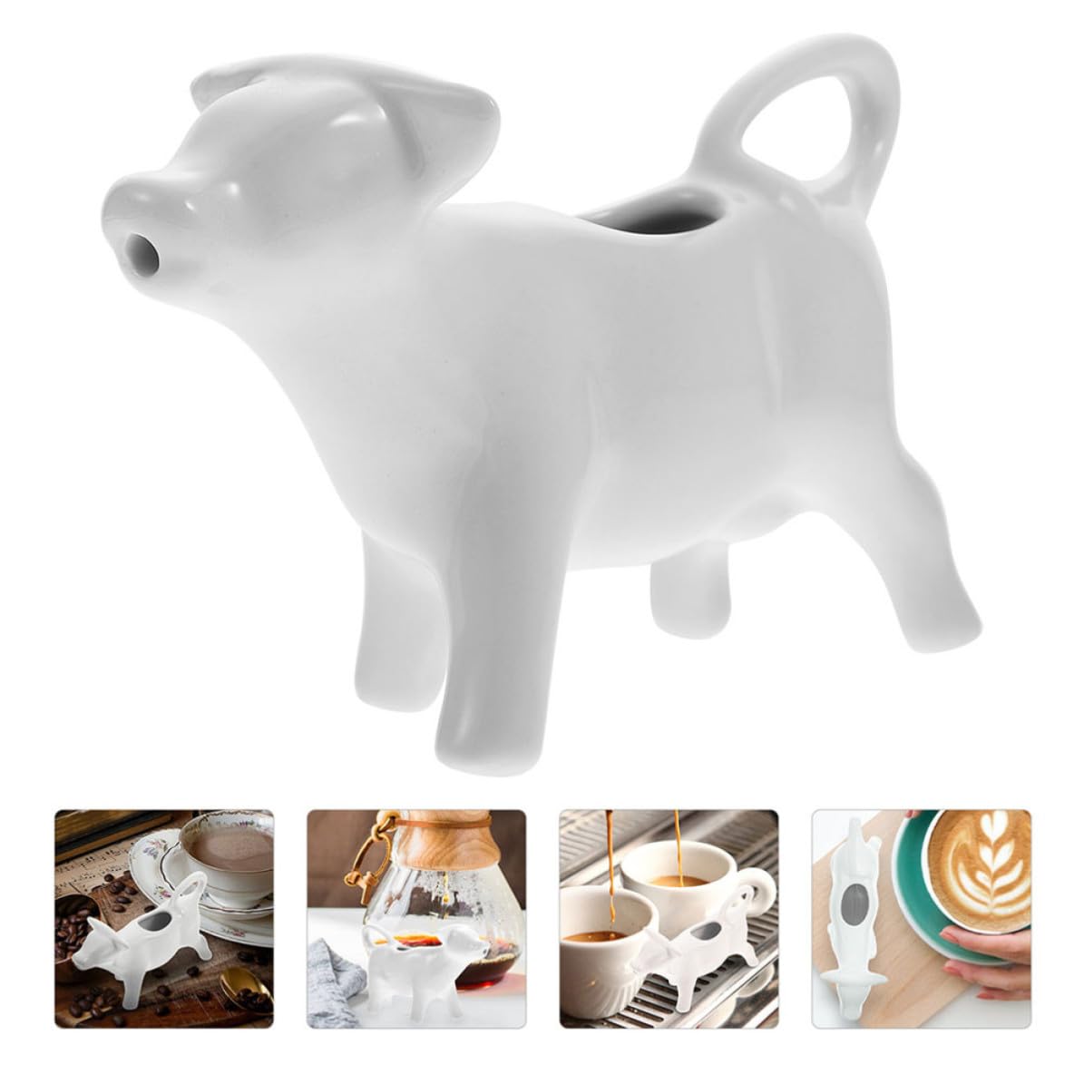 YARNOW 3 Pièces Pichet en Céramique Pratique Blanc Surface Lisse, Facile à Ranger, pour Café et Boutique de Desserts