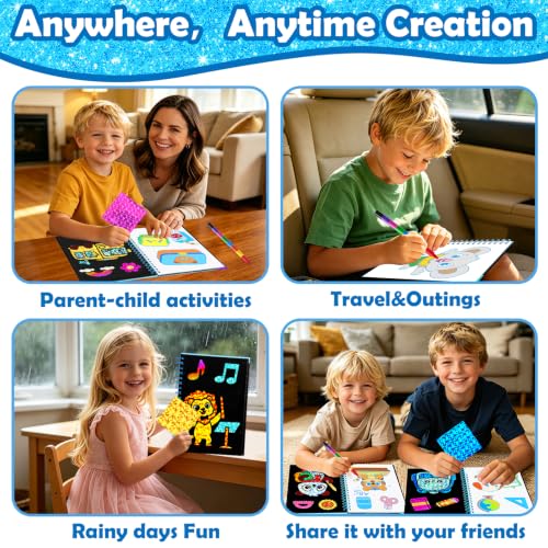Image of FUNNYB&G Foil Art Craft Kit for Boys 4-10 Years Old: Mess-Free & No-Glue, Create 16 Happy Back to School Pictures - Perfect Travel Toy & Birthday Gift for Kids (Happy Back to School)
