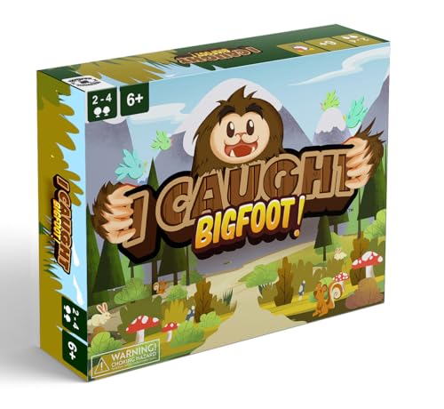 I Caught Bigfoot! - Collect Evidence to Catch The Elusive Bigfoot! Kids Game for Game Night, Family Games for Kids and Adults, Board Game for Family Night, 4 Wooden Pieces, 106 Playing Cards, Ages 6+