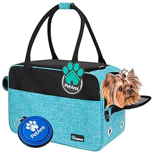 PetAmi Luchtvaartmaatschappij Goedgekeurde Hondentas | Zachte Zijdelings Pet Carrier voor Kleine Hond, Kat, Puppy, Kitten | Draagbare Stijlvolle Huisdier Reistas | Geventileerd Ademend Mesh, Sherpa Bed (Turquoise)
