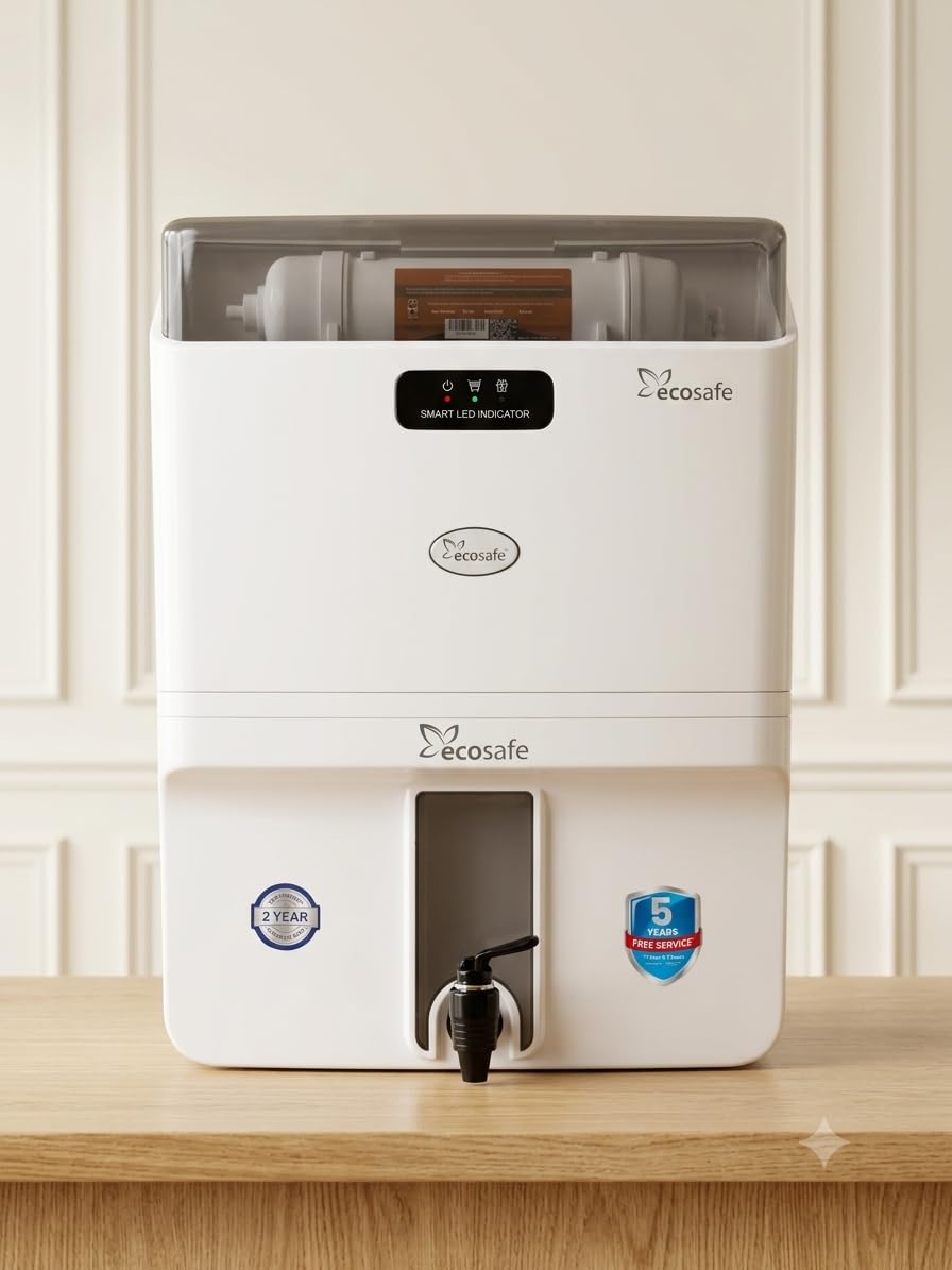 glanza ro + uv + uf + tds controller water purifier for home with smart led indicator, 2 years warranty & 5 years free service (white)